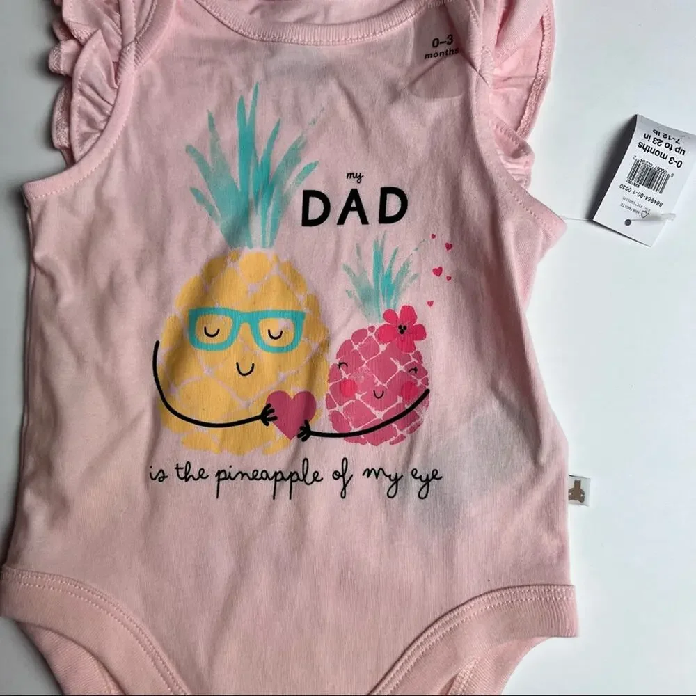 Gap Baby Flutter Sleeve  DAD Graphic Style Snap Closure Onesie Sz 0-3M